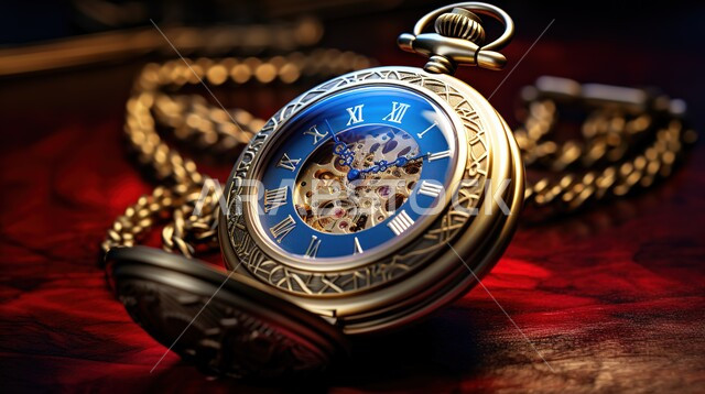 جهاز ضبط الوقت في الماضي, ساعة جيب ذات السلسلة الذهبية من الطراز القديم, ساعه دائرية الشكل بغلاف نحاسي خارجي, تستخدم في النمط الكلاسيكي و الطلة الكلاسيكية.