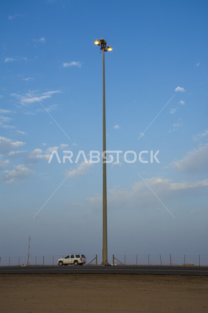 Preparing travel routes and public streets with lighting and night lights, paying attention to the infrastructure of asphalt streets, lighting poles for the roads of the Kingdom of Saudi Arabia