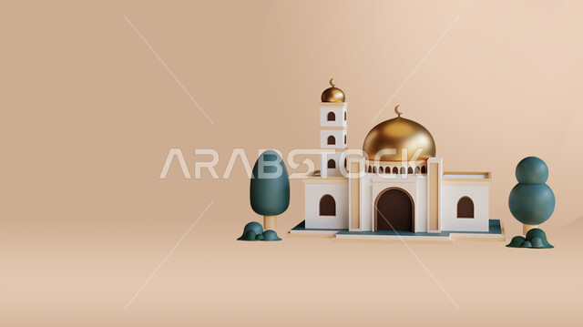زينة وزخارف دينيه للأعياد والمناسبات، الديكورات الرمضانية والفن الهندسي والمعماري الاسلامي، التقرب الى الله تعالى, العبادة وأداء الصلاة في المسجد، خلفيات ثري دي للمساجد الاسلامية، تصميم ثلاثي الأبعاد لمسجد