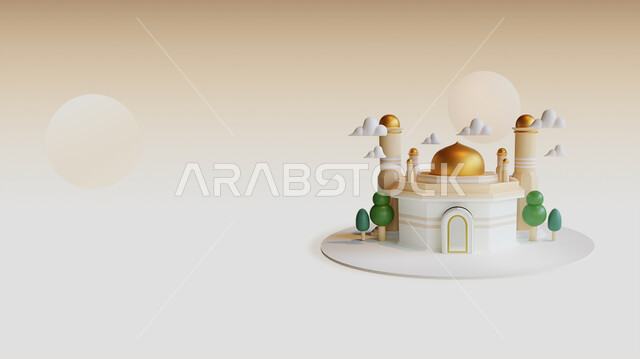 زخارف وزينه دينيه للأعياد والمناسبات، الديكورات الرمضانية والفن الهندسي والمعماري الاسلامي، التقرب الى الله تعالى, العبادة وأداء الصلاة في المسجد، خلفيات ثري دي للمساجد الاسلامية، تصميم ثلاثي الأبعاد لمسجد