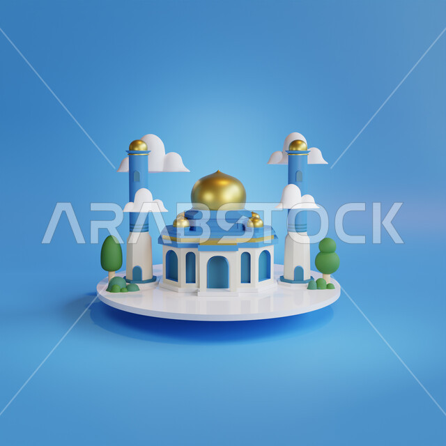 Ramadan decorations, Islamic engineering and architecture, drawing closer to God Almighty, worship and performing prayers in the mosque, 3D wallpapers for Islamic mosques, 3D design of a mosque, religious decorations and decorations for holidays and occas