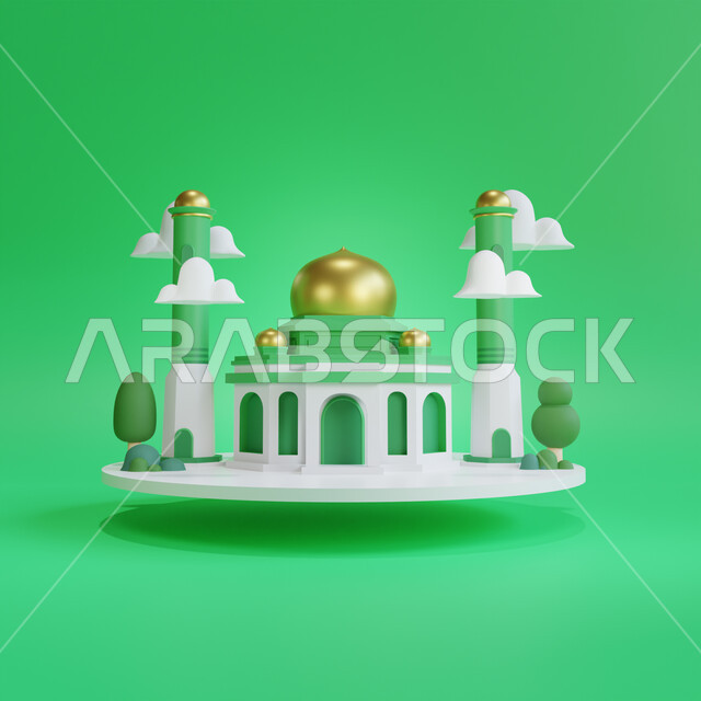 3D design of a mosque, worship and closeness to God Almighty, 3D wallpapers for Islamic mosques, worship and prayer performance in the mosque, Ramadan decorations, Islamic engineering and architectural art, religious decorations and decorations for holida