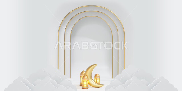 The month of goodness, obedience and forgiveness, antiques and accessories for the holy month of Ramadan, luminous 3D designs and decorations, the Islamic celebration on the occasion of the advent of the blessed Ramadan, Islamic religious decorations and 