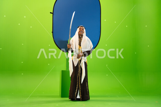 Gestures of laughter and happiness, folk dancing on national occasions and holidays, using the sword with regular movements in the Saudi Ardha, commemorating the Saudi National Day on September 23, singing and reciting enthusiastic poems and Saudi poetry,