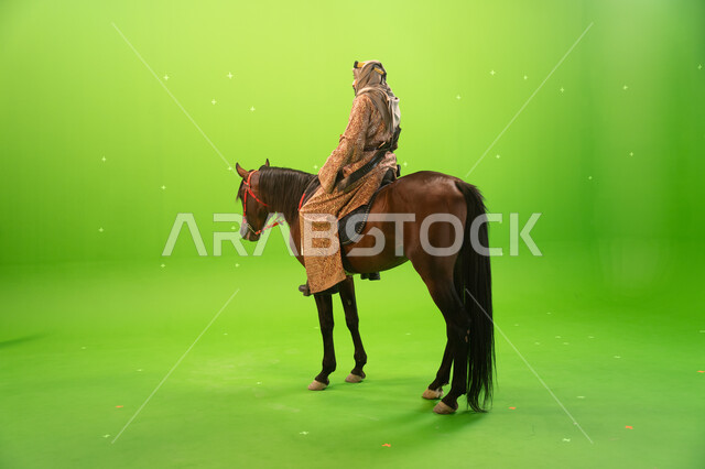 Celebrating the founding of the Kingdom of Saudi Arabia in 1727, the founder of the first Saudi state, Imam Muhammad bin Saud, the passion for equestrianism and raising horses, the anniversary of the Saudi founding day on February 22, a portrait of a Saud