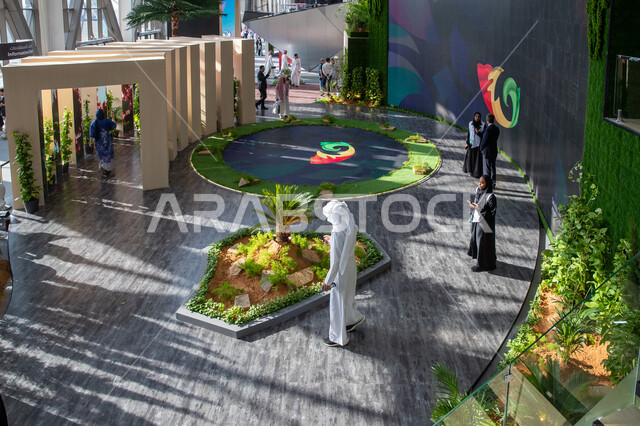 التصاميم والديكورات في أقسام وأجنحة المعرض، ركن حديقة الملك سلمان في معرض سيتي سكيب العالمي، مركز الرياض للمعارض في بلدة ملهم في السعودية، الاشجار والنباتات الخضراء في حديقة الملك سلمان، بناء مستقبل حضاري ومتطور في السعودية، رؤية سعودية مستقبلية 2030