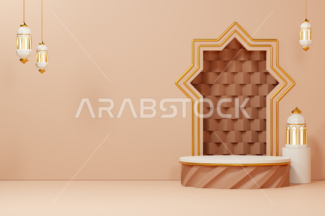 الاحتفال في قدوم شهر رمضان المبارك، قالب تصميم إسلامي ديني مزخرف، ديكورات وزينة وأنوار الاعياد والمناسبات ، الفن الهندسي العصري الحديث