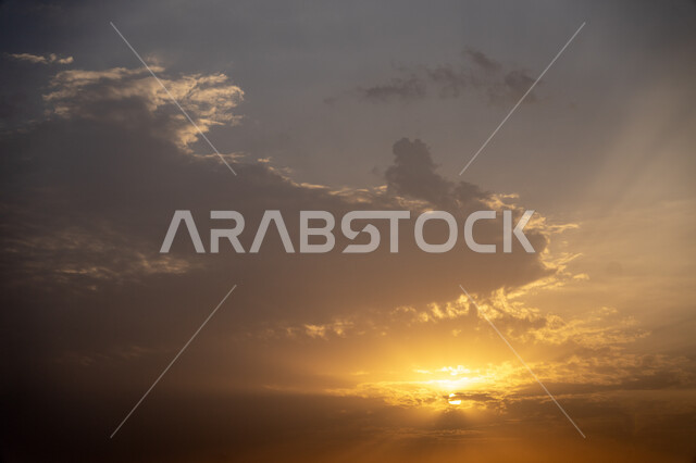 Landscapes in the sky of the Kingdom of Saudi Arabia, clouds and clouds at sunset