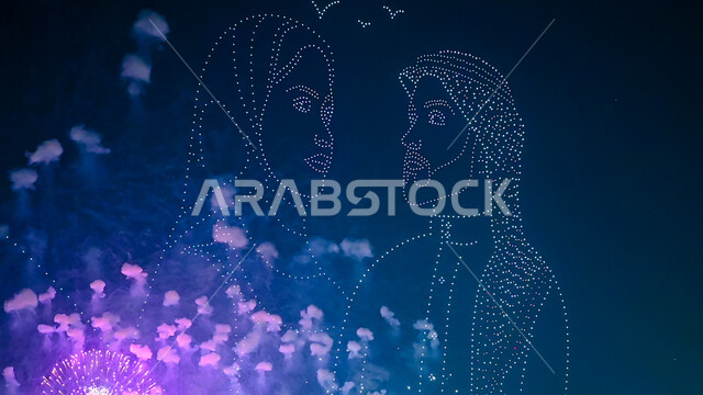 ألعاب ومفرقعات نارية على شكل هوية اليوم الوطني السعودي 23 سبتمبر, فعاليات ترفيهية وطنية في ذكرى العيد الوطني, احتفالات ومناسبات وطنية في مدينة الرياض بالممكلة العربية السعودية