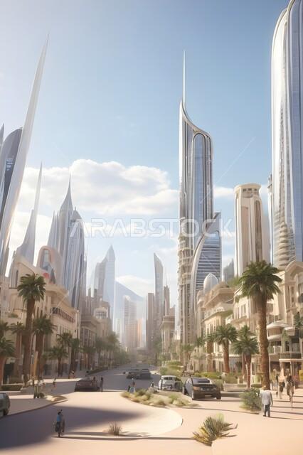 الفن الهندسي المعماري للمباني والمنشآت المتطورة, النمو والتطور العمراني في المملكة العربية السعودية, رسوم ثلاثيه الأبعاد للأبراج وناطحات السحاب في المدن, لقطة من الماضي والحاضر, رؤيه مستقبليه سعودية 2030