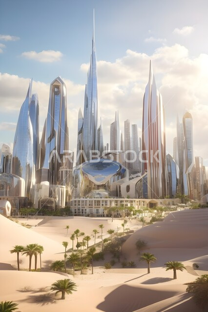 الفن الهندسي المعماري للمباني والمنشآت المتطورة, النمو والتطور العمراني في المملكة العربية السعودية, رسوم ثلاثيه الأبعاد للأبراج وناطحات السحاب في المدن, لقطة من الماضي والحاضر, رؤيه مستقبليه سعودية 2030