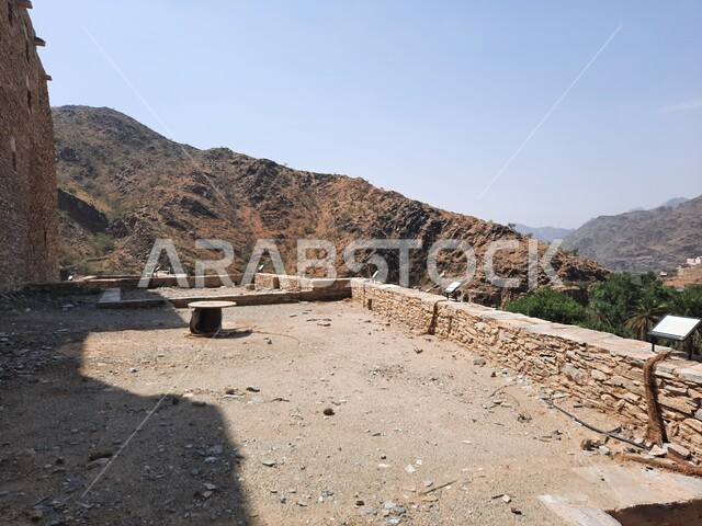 البناء المشيد من الأحجار وجذوع أشجار السدر, النباتات الخضراء المزروعة في منطقة الباحة, محاصيل زراعية وطنية محلية سعودية, قرية ذي العين التاريخية الأثرية القديمة, معالم سياحية تراثية مشهورة في المملكه, السياحة في القمم والمرتفعات الجبلية