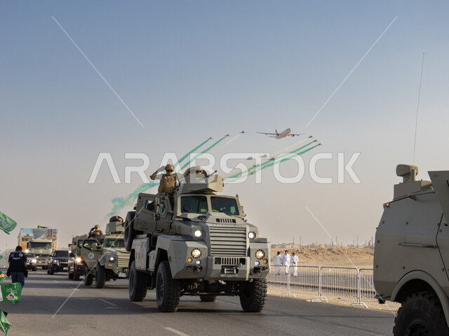 مسيرات بالمدرعات العسكرية في احتفالات اليوم الوطني 23 سبتمبر، تحليق الطيران الحربي السعودي في سماء المملكة العربية السعودية، فعاليات يوم العلم 11 مارس، العيد الوطني السعودي، هيئة الترفيه السعودية
