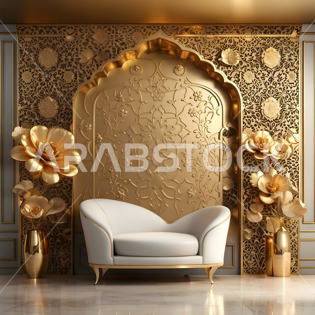 تصاميم عصرية حديثه ، كوشه أفراح وقاعات المناسبات والاحتفالات , صالات الزواجات والأعراس السعيدة , نقوش وزخارف جدارية ذهبية ,الفن الهندسي المعماري , رسومات وخلفيات ورود فنية .