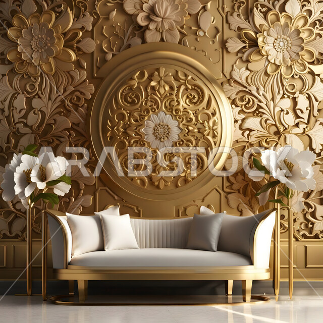 نقوش وزخارف جدارية ذهبية , كوش أفراح في قاعات المناسبات والاحتفالات , صالات الزواجات والأعراس السعيدة ,  تصاميم عصرية حديثه ، الفن الهندسي المعماري , رسومات وخلفيات ورود فنية .