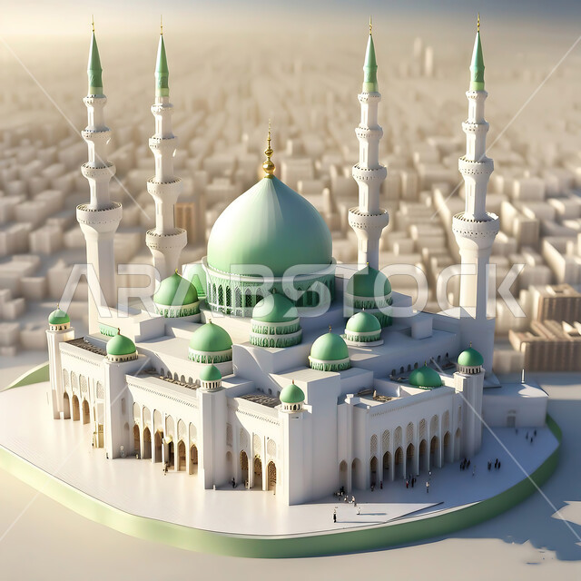 زينة الاعياد والمناسبات الدينية، مجسمات ثلاثية الابعاد للمساجد والقبب ، الديكورات والتصاميم الهندسية المميزة في رمضان المبارك،  قدوم شهر الخير ،العبادة والتقرب إلى الله، خلفية زخارف اسلامية ثري دي