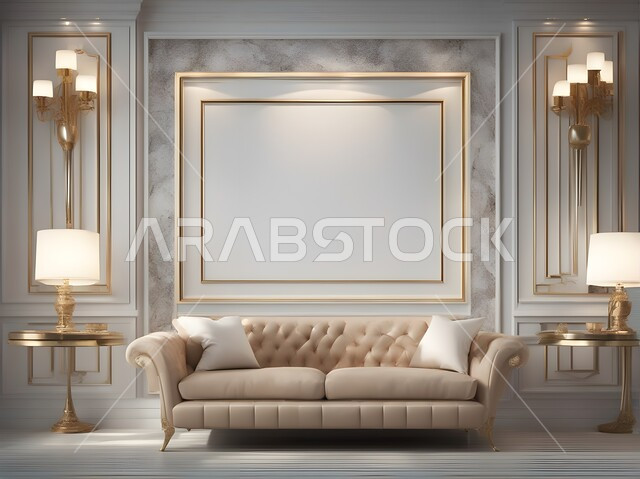 غرفة معيشة بتصاميم وديكورات داخلية عصرية فاخرة، جدران منزلية باشكال هندسية حديثة، الشقق السكنية الراقية، الاثاث المنزلي للشقق السكنية الراقية