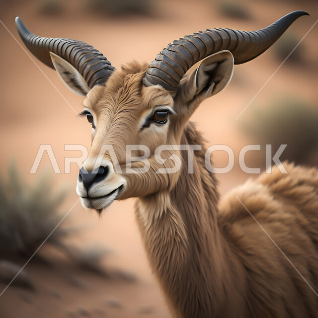  الحيوانات البرية في وضح النهار في إحدى المحميات الطبيعية لتربية المواشي، حيوان المها في حديقة الحيوانات في المملكة العربية السعودية، صورة مقربة لغزال بني اللون 