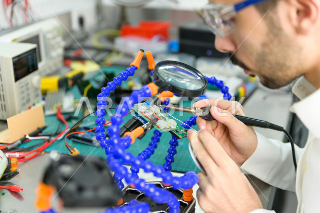 شاب سعودي مبتكر يقوم بعمل تجارب على الدوائر الكهربائية   ،استخدام الذكاء الاصطناعي للتصنيع ، اكاديمية مختصة بالعلوم والتكنولوجيا والهندسة والرياضيات