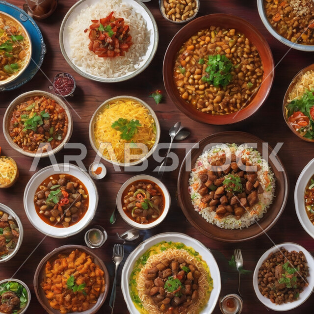 سفرة طعام مليئة بالأطباق المتنوعة, أكلات شعبية تقليدية سعودية, وجبات شرقية عربية, عزائم وولائم في المملكة العربية السعودية, أشهر الوصفات والمأكولات في المطبخ السعودي
