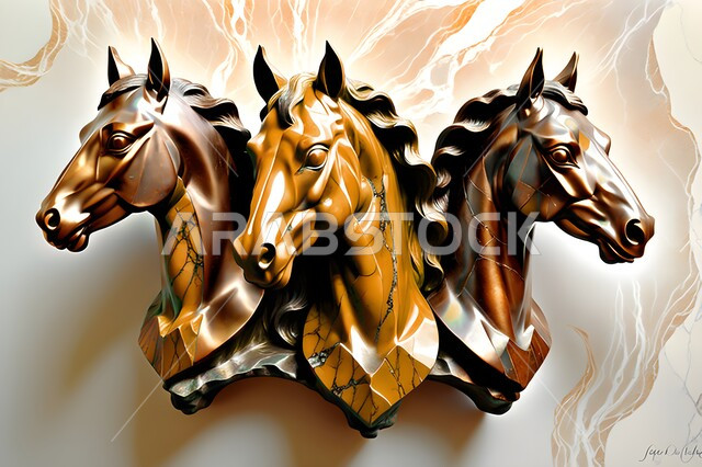 لوحة فنية وتصاميم جدارية تراثية تقليدية، الشغف بالاحصنة العربية السعودية، رمز الفروسيه والشجاعه، رسوم ثلاثية الابعاد لمجموعة خيول عربية أصيلة، توارث الابناء حب الفرس من الاجداد, خلفية رخامية