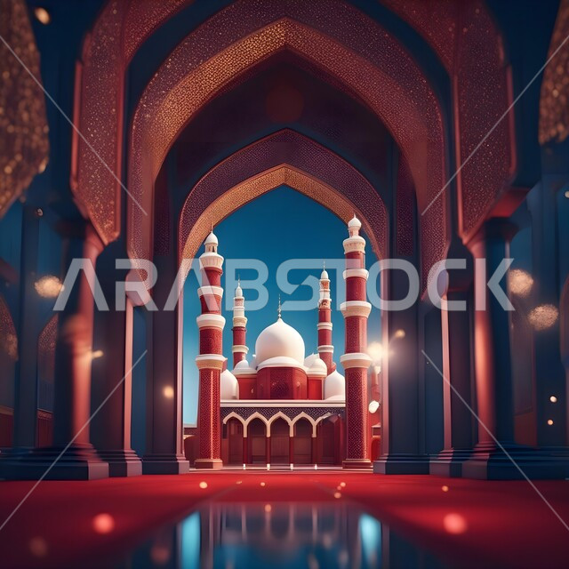 استقبال شهر الخير بالعبادة والتقرب إلى الله تعالى، زينة الاعياد والمناسبات الدينية، الديكورات والتصاميم الهندسية المميزة في رمضان المبارك، مجسمات ثلاثية الابعاد للمساجد والقبب الملونة المزخرفة.