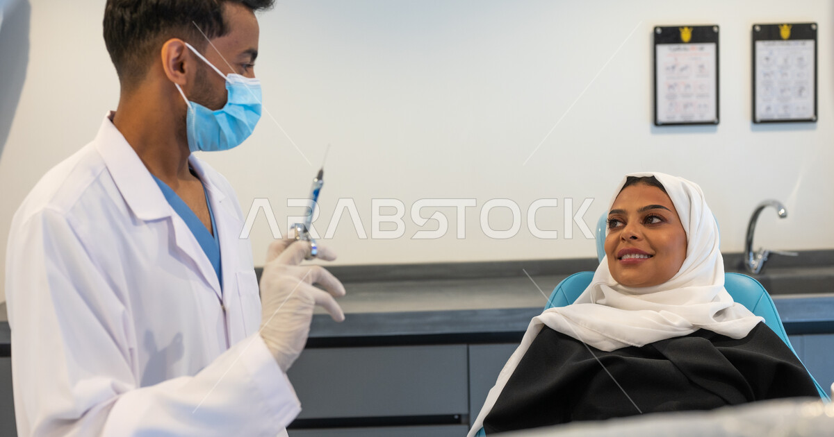Local anesthetic injections to relieve pain, tooth restoration with