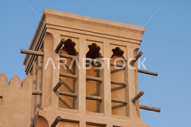 معالم سياحيه قديمة، موقع استراتيجي هام، التصميم والفن الهندسي المعماري بالطراز القديم، صورة لمبنى تراثي من الطين في المملكة العربية السعودية، القرى والمدن التاريخية