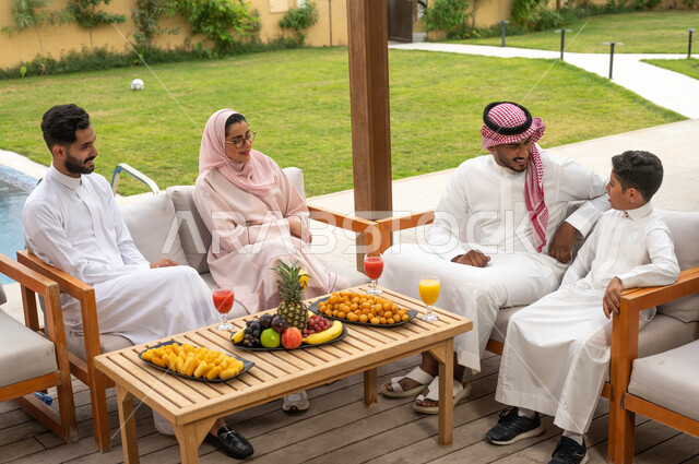 Outdoor entertainment and amusement, the concept of a close-knit Saudi ...
