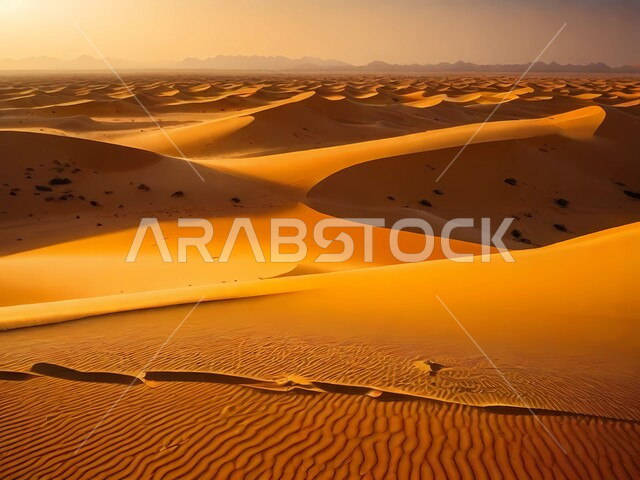 الرمال الناعمة والكثبان الرملية الذهبية، التكوينات والتشكلات الصخرية في صحراء المملكة العربية السعودية، مناطق البادية والبيئة الطبيعية الصحراوية وضح النهار، المرتفعات والتضاريس والقمم الجبلية في البراري، خلفية الطبيعة