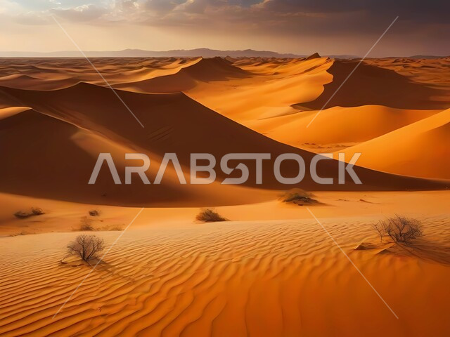المرتفعات والتضاريس والقمم الجبلية في البراري، التكوينات والتشكلات الصخرية في صحراء المملكة العربية السعودية، الرمال الناعمة والكثبان الرملية الذهبية، مناطق البادية والبيئة الطبيعية الصحراوية، خلفية الطبيعة