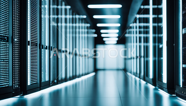 مفهوم التحول والتطور الرقمي وتكنولوجيا المستقبل، غرفة التحكم بالسيرفرات وخوادم الانترنت، تسهيل الوصول للمعلومات من خلال نظم قواعد البيانات، مركز الداتا سنتر، البنية التحتية التكنولوجية، شبكة التخزين السحابي
