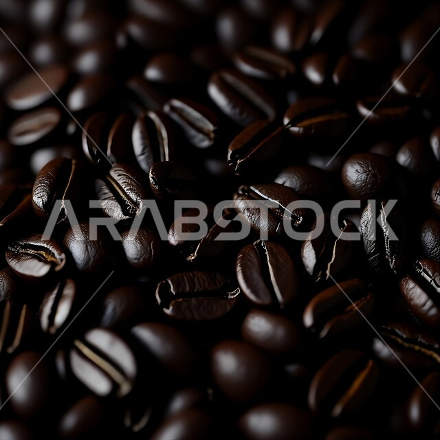 حبات البن المحمصة المتناثرة, حبوب داكنة عضوية, إعداد وتحضير المشروبات الساخنة, منتجات ومحاصيل زراعية محلية وطنية في المملكة العربية السعودية, الضيافة العربية في الأعياد والمناسبات