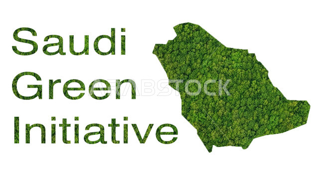 مبادرة السعودية الخضراء، تحسين جودة الحياة وحماية البيئة، مكافحة التلوث وتدهور الأراضي وتقليل انبعاثات الكربون، زيادة المساحات المزروعة في البلاد، خريطة المملكة العربية السعودية باللون الأخضر، رفع الغطاء النباتي والحفاظ على الاستدامة البيئية، خلفية بيضاء