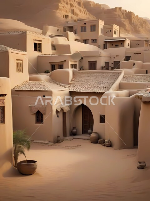 بيوت تراثية شعبية من الطوب الطيني في المملكة العربية السعودية، معالم تاريخية وأثرية قديمة، الهندسة المعمارية التقليدية للمنازل الطينية في المناطق الصحراوية
