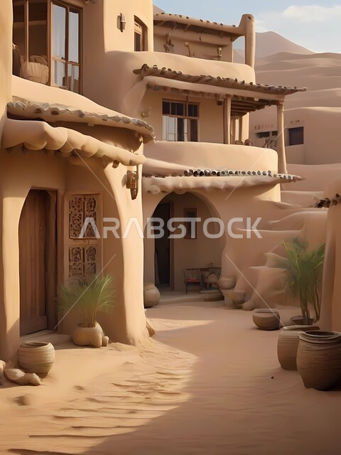 الهندسة المعمارية التقليدية للمنازل الطينية في المناطق الصحراوية، بيوت تراثية شعبية من الطوب الطيني في المملكة العربية السعودية، معالم تاريخية وأثرية قديمة