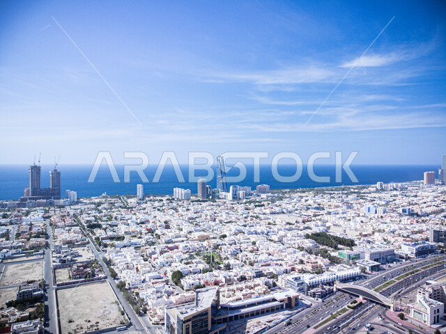 Overcrowding of residential and commercial establishments and buildings on the waterfront, the growth and urban development of towers in Jeddah, famous tourist attractions and areas in Saudi Arabia, interest in afforestation and planting green plants in coastal cities.