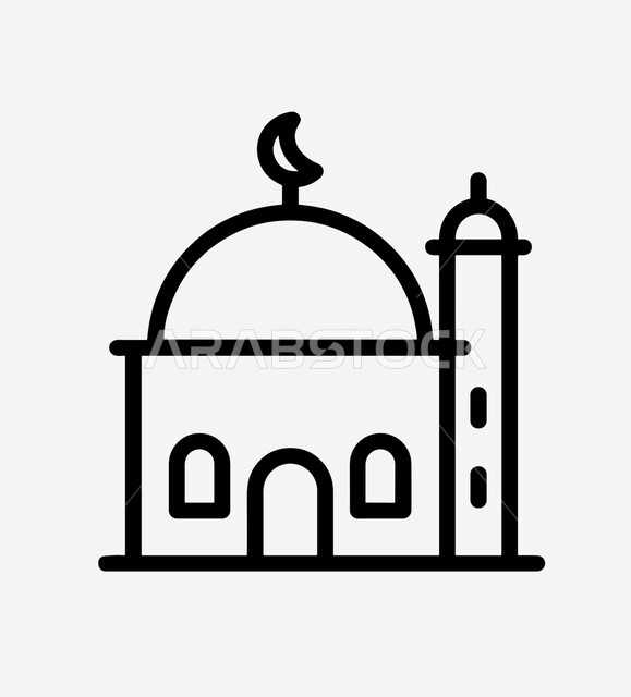 المكان المناسب لتعلم القران الكريم، العبادة والتقرب الى الله، رسوم توضيحية بالأبيض والأسود للمسجد، تعزيز الاستقرار النفسي والروحانية،  الوحدة والتلاحم بين المسلمين في المسجد