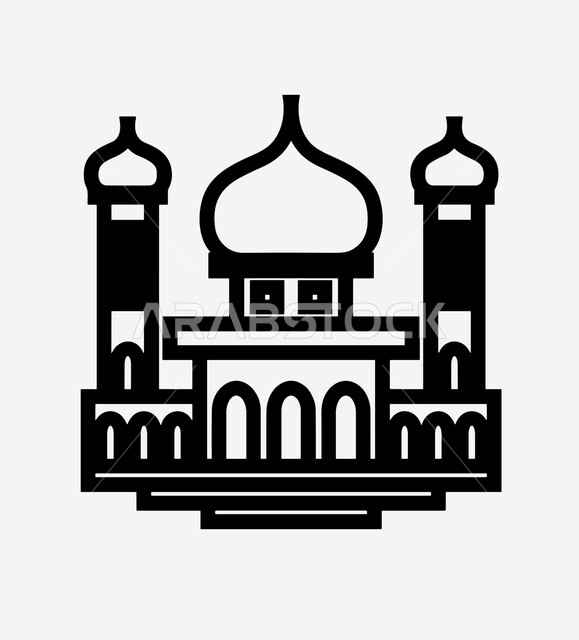  الوحدة والتلاحم بين المسلمين في المسجد، المكان المناسب لتعلم القران الكريم، العبادة والتقرب الى الله، رسوم توضيحية بالأبيض والأسود للمسجد، تعزيز الاستقرار النفسي والروحانية