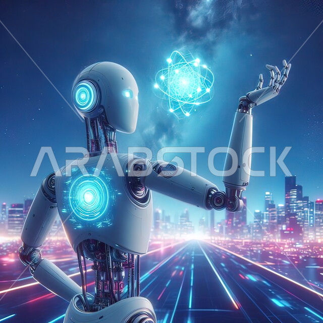 التقدم والتطور الهندسي المعماري، التطور التكنولوجي على كوكب الأرض, تصاميم ثلاثية الأبعاد للروبوتات المستقبلية, سايبورغ رجل آلي متطور ذكي, تحقيق الثورة الصناعية، الابتكار والعلوم وتكنولوجيا الذكاء الاصطناعي, رؤية مستقبلية سعودية 2030