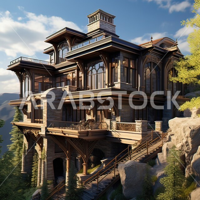 فيلا سكنية بتصميم تقليدي، العناية والاهتمام بنباتات الزينة الخضراء، الفن الهندسي المعماري للبيوت والمنازل، الفلل والشقق على الطراز العربي القديم، 