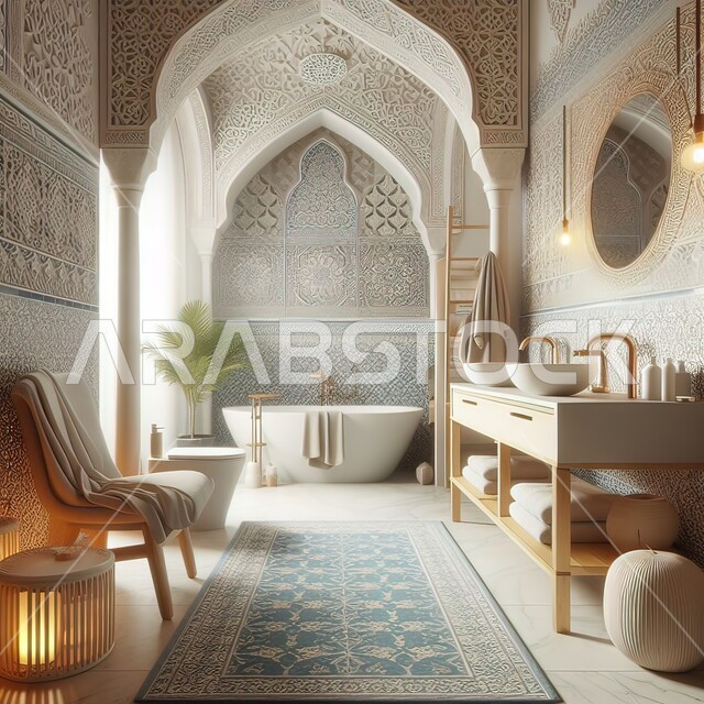 التصاميم المعمارية الهندسية الراقية في أحد المباني السكنيه, الديكورات الداخلية للحمامات وأحواض الاستحمام في إحدى الفنادق الفاخرة, الجدران الرخامية المحفورة والمزخرفة , شقق وفلل سكنية