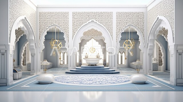 منزل بديكورات داخليه متميزة، قصر على الطراز المغربي، غرفة الحمام والاسترخاء, شقق وفلل سكنية بتصاميم عصرية فاخرة, الفن الهندسي على الطراز الاسلامي الحديث.