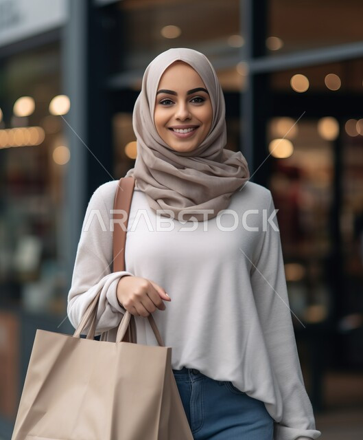 The positive impact of shopping on women, shopping and purchasing supplies from commercial malls in Saudi Arabia, taking advantage of seasonal offers and