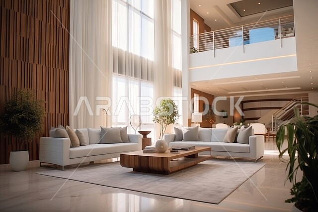 A living room with luxurious modern designs, distinctive internal decorations, upscale home furniture for a living room, apartments and residential villas, luxurious hotels and resorts, using comfortable colors