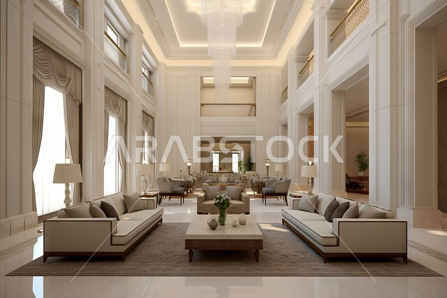 ديكورات داخلية مميزة، صالة استقبال بتصميم حديث لمنزل عربي خليجي سعودي ...