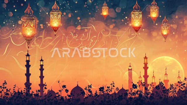 فوانيس وتحف تقليدية للاحتفال بقدوم شهر الخير، بطاقات تهنئة بمناسبة الأعياد والمناسبات الدينية، خلفية رمضانية وروحانية، مجسمات ثلاثية الابعاد للمساجد والقبب، العبادة والتقرب إلى الله، زخارف اسلاميه ثري دي، رسومات لتصاميم الفن الهندسي المعماري لجامع إسلامي