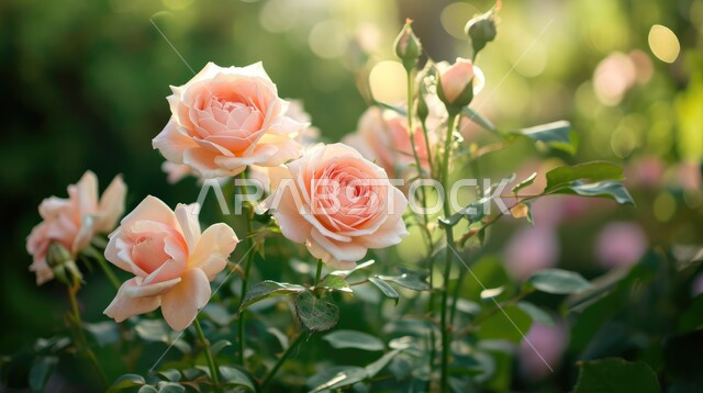  الاهتمام في زراعه الورود العطرية الملونة في فصل الربيع، صورة مقربة لأزهار الورد الجوري الزهرية المتفتحة في الاراضي الزراعيه في المملكة العربيه السعودية، خلفية الطبيعه