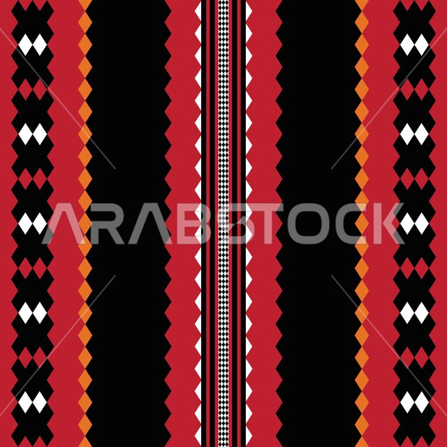 فنون ونقوش تراثية عربية، الطراز الشعبي بزخرفة السدو العربي، الثقافة الشمالية في المملكة العربية السعودية، تصاميم وأنماط زخرفية ملونة