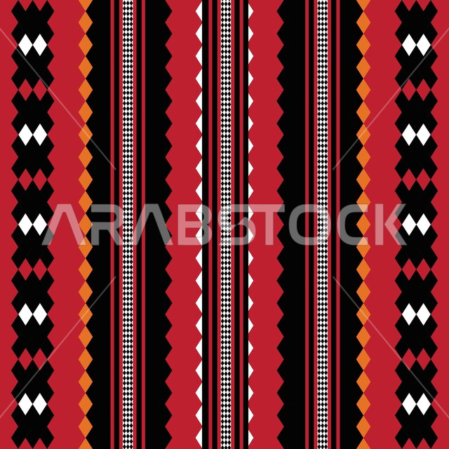 Arab heritage arts and inscriptions, the popular style with the Arabian Sadu decoration, the northern culture in the Kingdom of Saudi Arabia, colorful decorative designs and patterns.